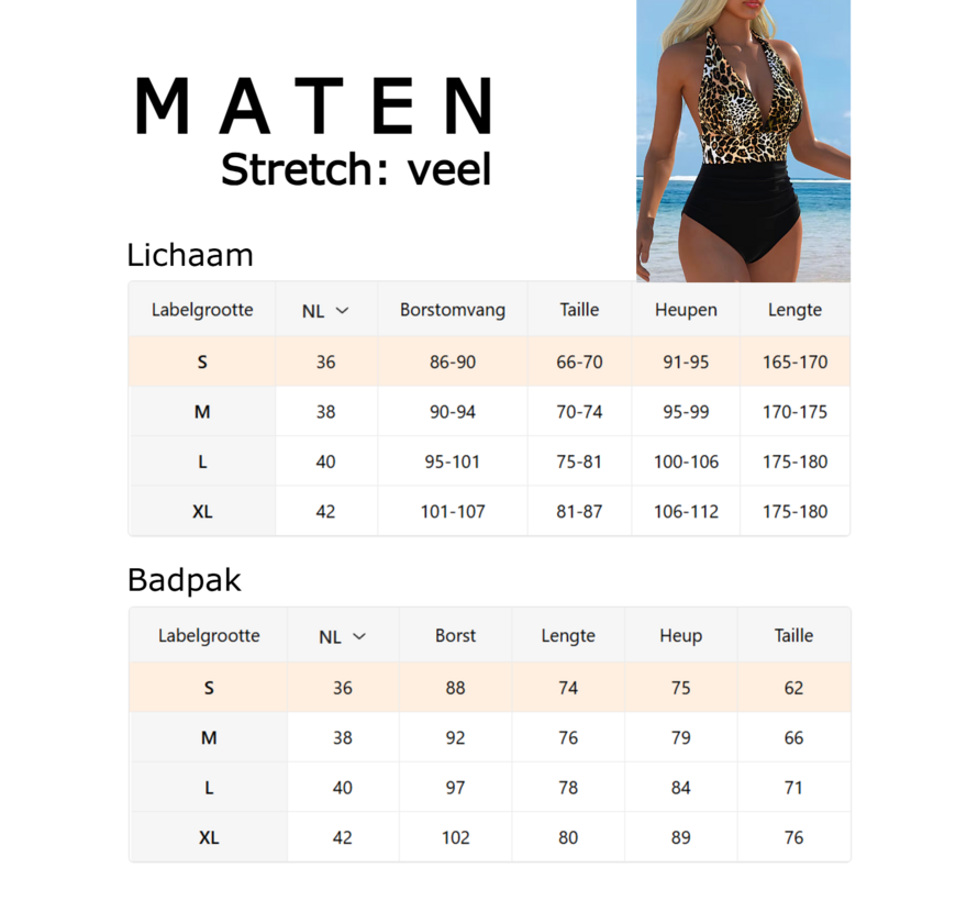 LaGloss® Dames Panter Badpak – Sexy Eendelig Zwempak met Diepe V-Hals - Maat M