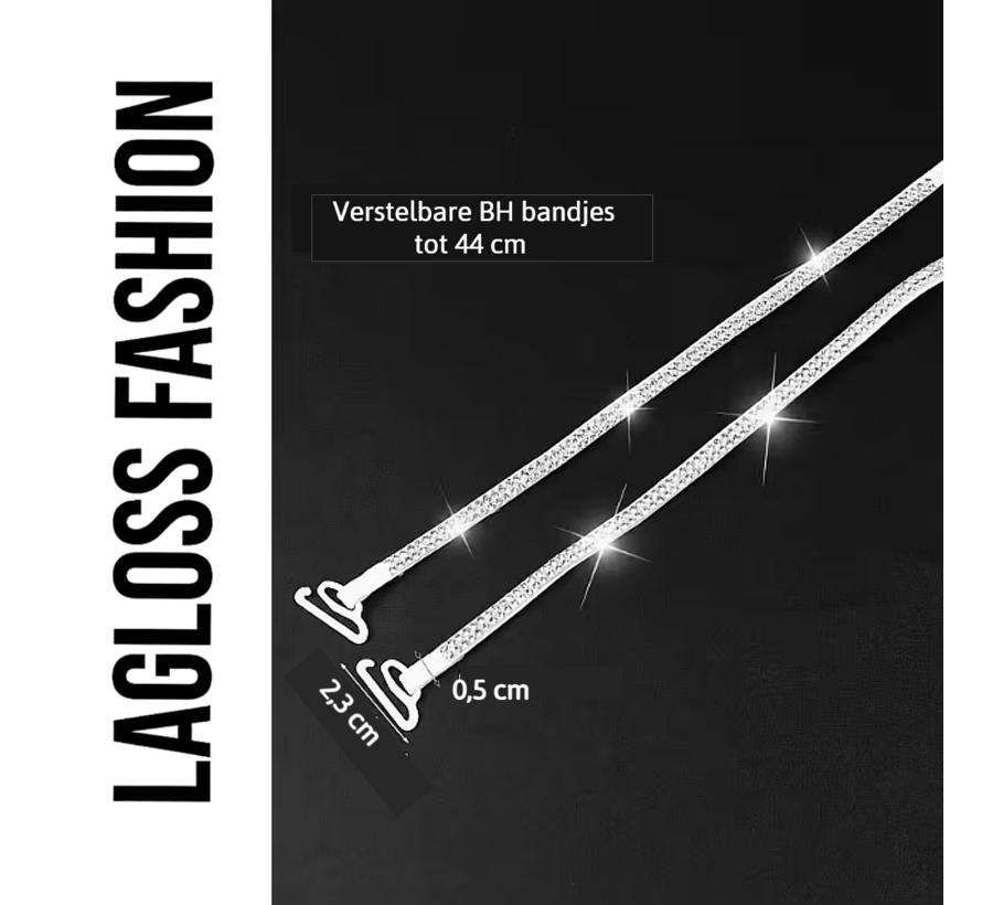 LaGloss® Set Luxe Strass BH Schouderbandjes Diamantlook –2 Stuks Verstelbaar & Afneembaar