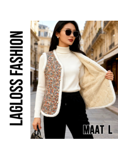 LaGloss Dames Fleece Mouwloos Gevoerd Vest met Vintage Bloemen - Maat L