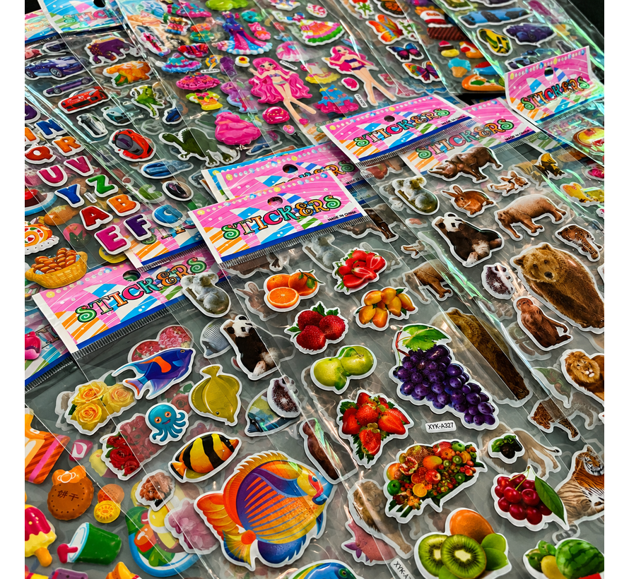 3D Stickers Kinderen – 1000 Stickers – 50 Vellen – Dieren, Dino's, Auto's, Hartjes & Meer – Foam Stickers