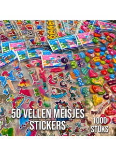 Allernieuwste.nl® 3D Stickers Meisjes –50 Vellen – Hartjes, Dieren, Bloemen & Meer