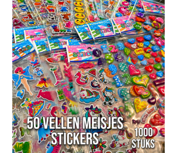Allernieuwste.nl® 3D Stickers Meisjes –50 Vellen – Hartjes, Dieren, Bloemen & Meer