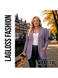 LaGloss Plus Size Dames Vest Lichtpaars met Zakken – Maat 1XL