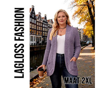 LaGloss Plus Size Dames Vest Lichtpaars met Zakken – Maat 2XL
