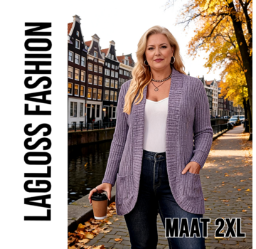 LaGloss Plus Size Dames Vest Lichtpaars met Zakken – Maat 2XL