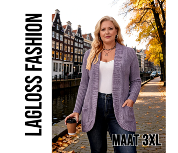 LaGloss Plus Size Dames Vest Lichtpaars met Zakken – Maat 3XL