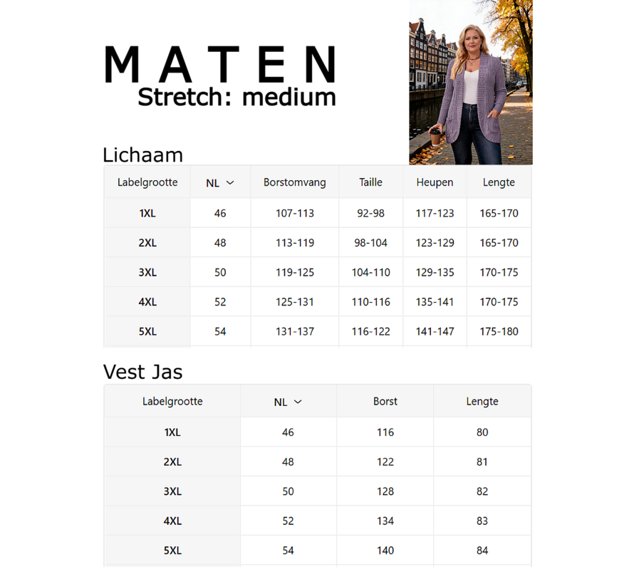 LaGloss® Plus Size Dames Vest Lichtpaars – Lang Gebreid Cardigan met Zakken – Maat 5XL