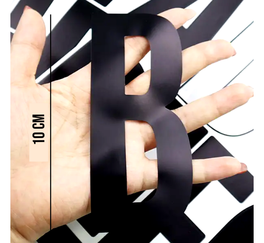 Grote Alfabet Stickers 10 cm Hoog – 8 Vel Zelfklevende XXL Letters (78 Letters) – Glanzend Zwart, Waterdicht & Krasbestendig