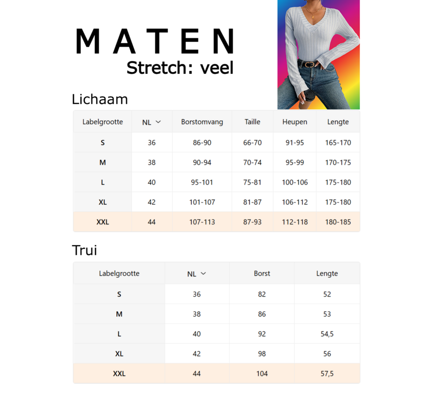 LaGloss® Slim Fit V-Hals Top Dames Lichtgrijs met Geribbelde Zoom en Stretch– Maat XXL