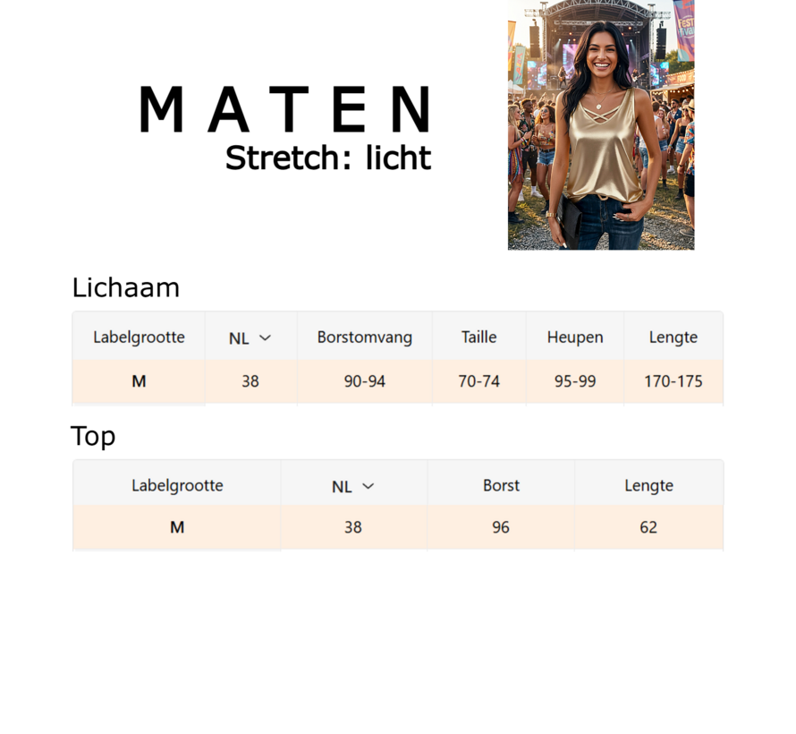 LaGloss® Dames Satijnen Gouden Top – Elegante Mouwloze Camisole met Gekruiste V-Hals – Losvallende Pasvorm – Maat M