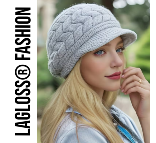 LaGloss LaGloss® Warme Gebreide Moderne Grijze Dames Wintermuts