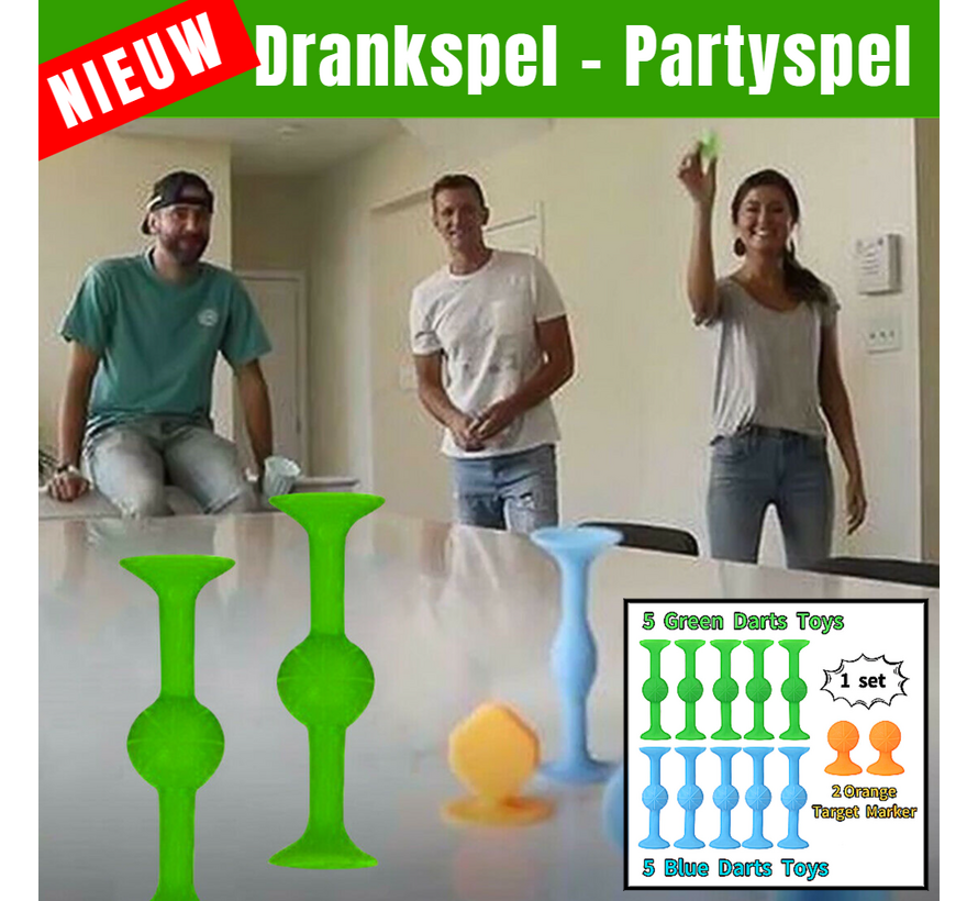 NIEUW Drankspel Partyspel Jeu de Darts Incl. Opbergtas- Sticky Darts Zuignap Gooispel Werpspel Pop Darts Competitie Party Game Actie Spelletje TikTok - 12 delig