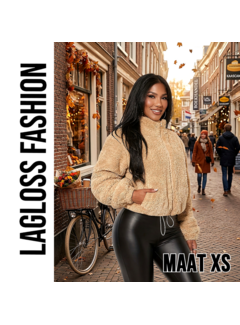 LaGloss Teddy Jas Dames Beige - Warme Jas met Hoge Kraag - Maat XS