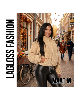 LaGloss Teddy Jas Dames Beige - Warme Jas met Hoge Kraag - Maat M