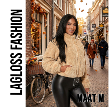 LaGloss Teddy Jas Dames Beige - Warme Jas met Hoge Kraag - Maat M