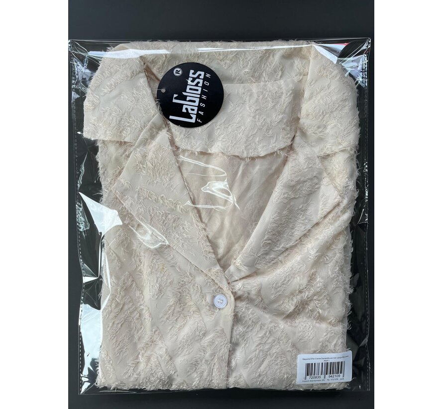 LaGloss® Elegante Effen Damesblouse met Revers – Lange Mouwen & Knoopsluiting - Maat L