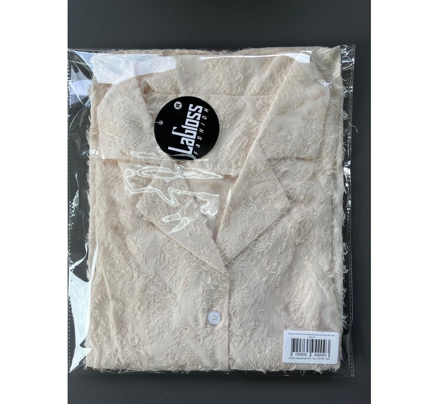 LaGloss® Elegante Effen Damesblouse met Revers – Lange Mouwen & Knoopsluiting - Maat M