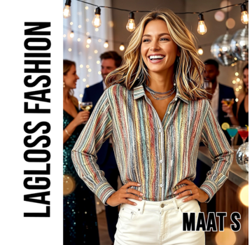 LaGloss Vintage Gestreepte Blouse Dames met Lange Mouwen – Maat S