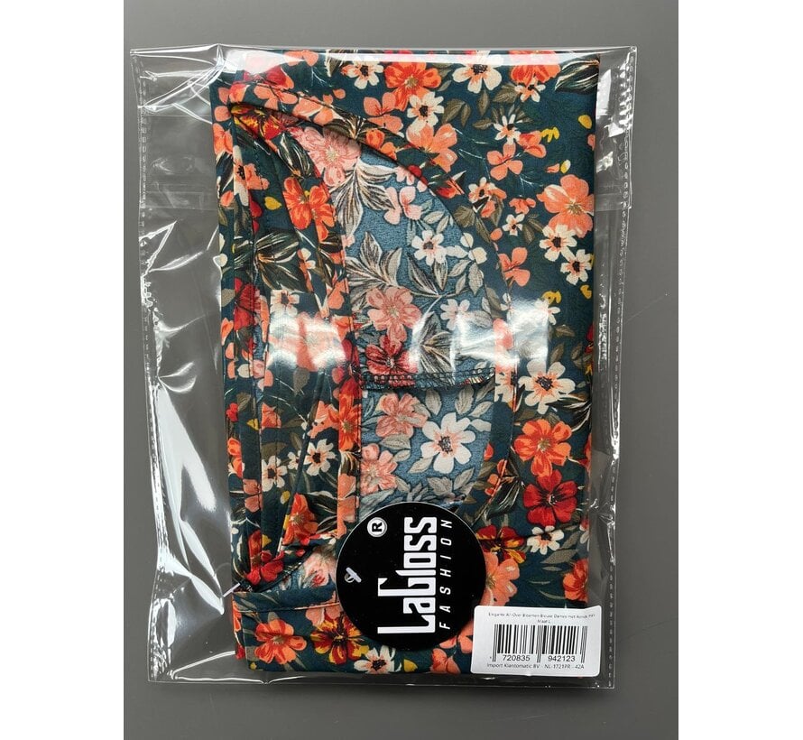 LaGloss® Elegante All-Over Bloemen Blouse Dames met Ronde Hals – Maat L