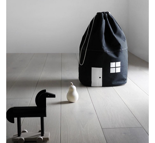Allernieuwste.nl® 2 Stuks Kinderkamer Speelgoed Opbergzakken - Kabouterhuisje - 65 x 55 cm - Design A+B Zwart Wit