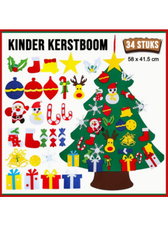 Allernieuwste.nl® Kinder Kerstboom 34 Onderdelen Vilt Klittenband 58 cm
