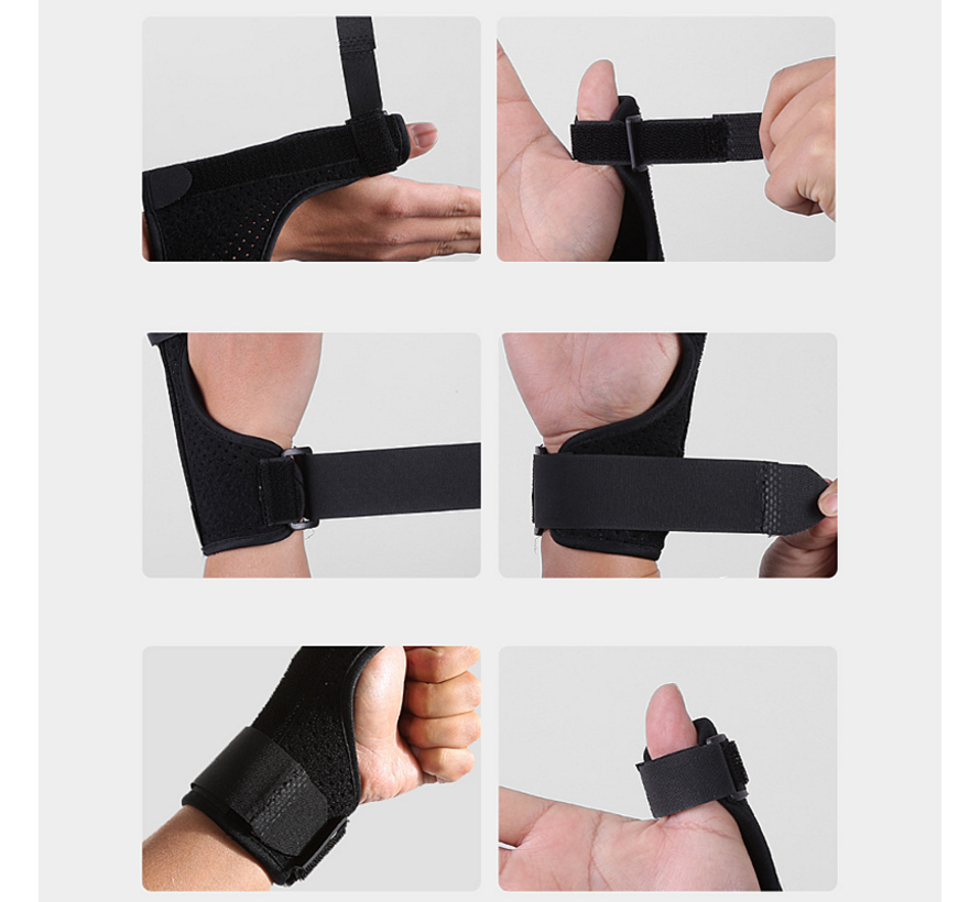 2 Stuks Duimbrace met Stalen Spalk – Verstelbare Duimbeschermer – Links & Rechts – Universeel – Zwart
