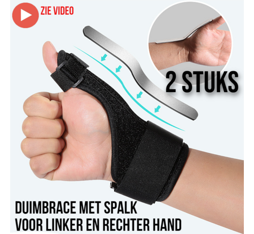 Allernieuwste.nl® 2 Stuks Duimbrace met Stalen Spalk – Verstelbare Duimbeschermer – Links & Rechts – Universeel – Zwart