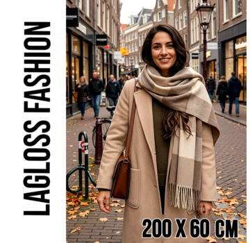 LaGloss Dikke Lange Winter Sjaal Dames Beige Multicolor - 200 x 60 cm