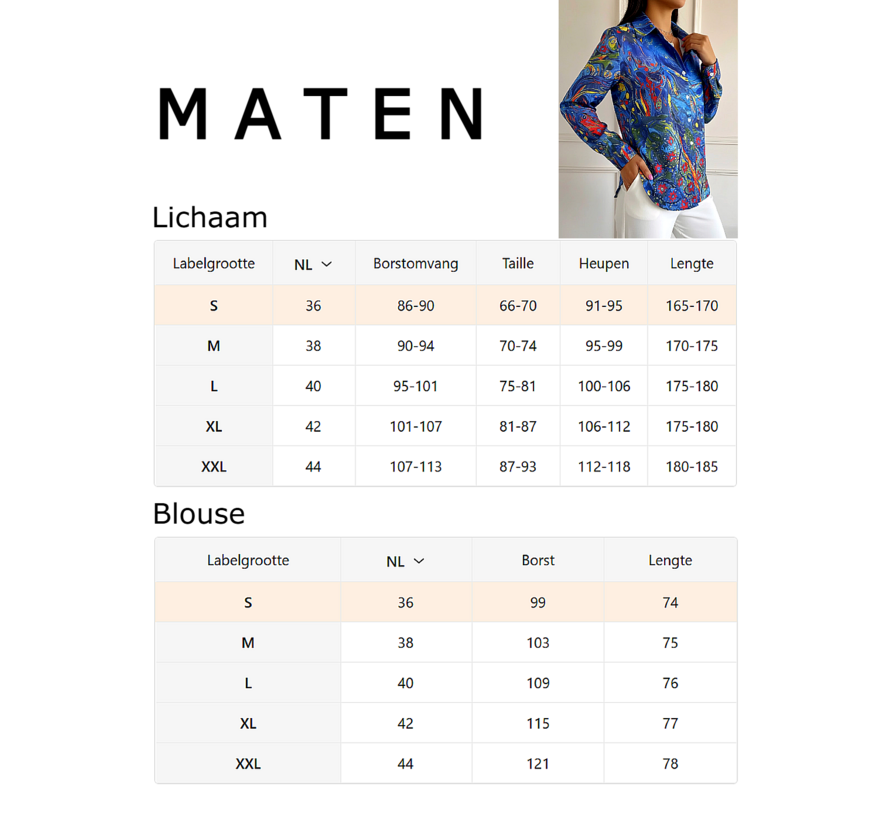 LaGloss® Dames Blouse Blauw met Artistieke Bloemenprint met Lange Mouwen - Maat XXL