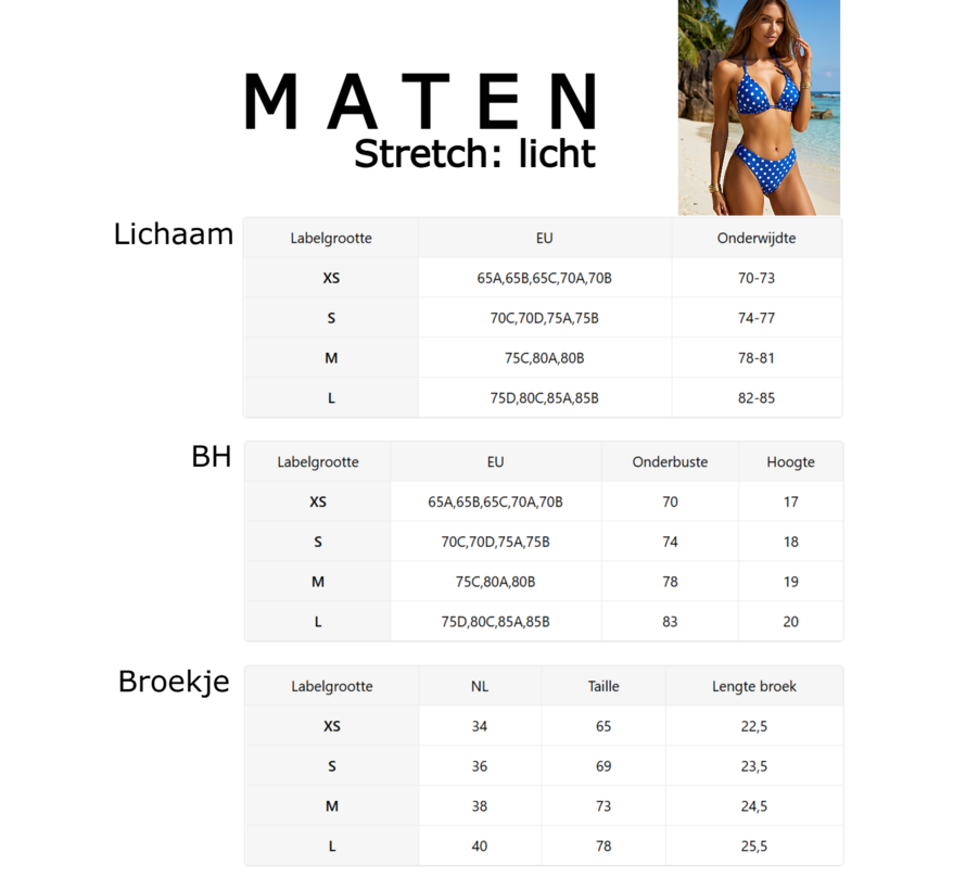 LaGloss® 2-Delige Bikini Set Blauw met Stippen – Comfortabele Zwemkleding voor Strand, Zwembad & Zeevakantie - Maat M