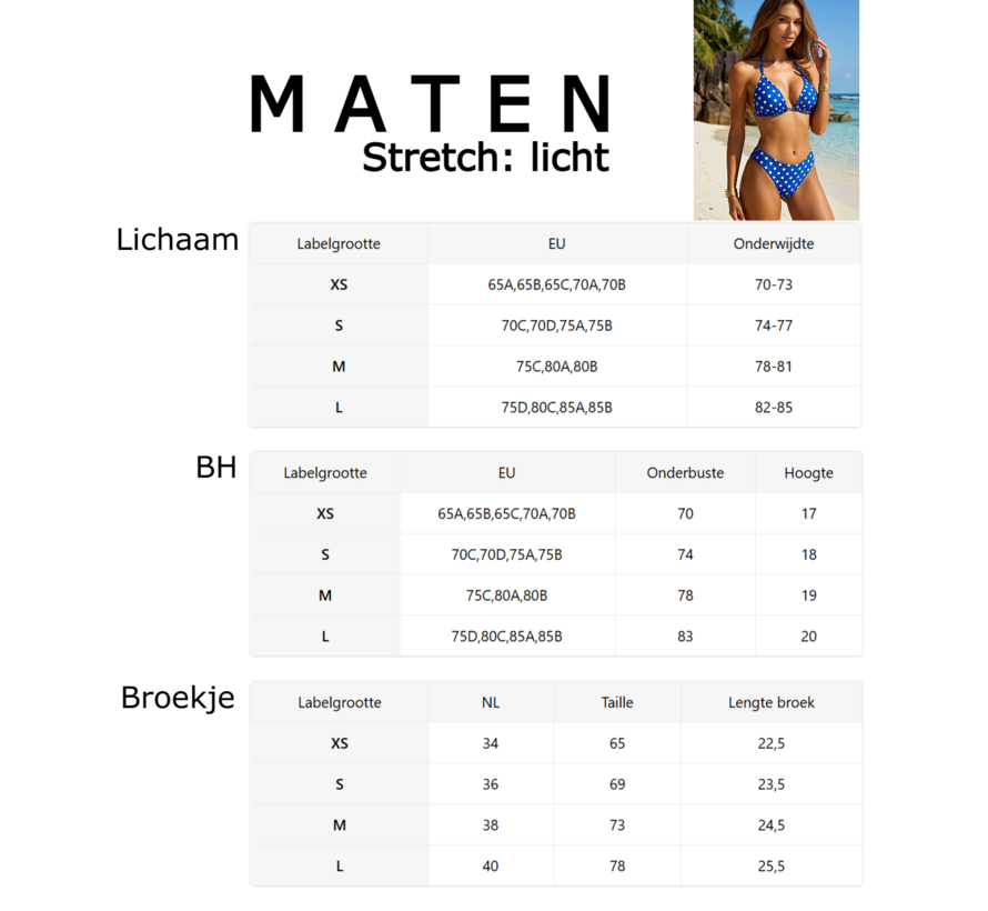 LaGloss® 2-Delige Bikini Set Blauw met Stippen – Comfortabele Zwemkleding voor Strand, Zwembad & Zeevakantie - Maat L
