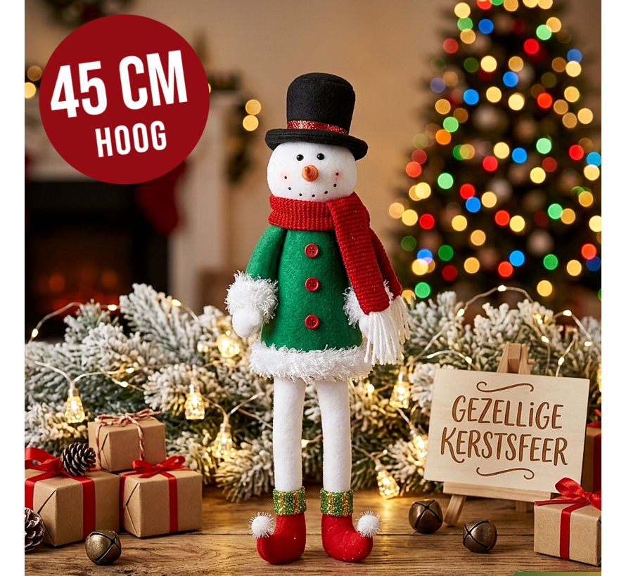 3 Stuks Pluche Kerstfiguren Wijnfleshouder  45 cm – Kerstman, Sneeuwpop & Kerstfiguur – Zachte Kerstdecoratie