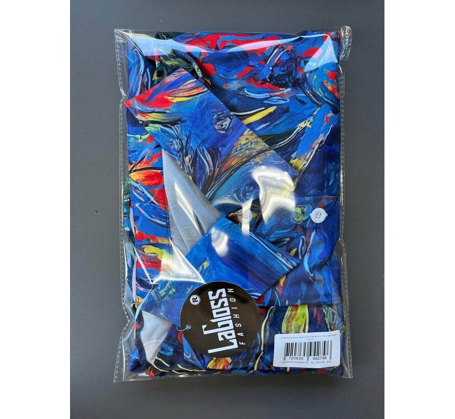 LaGloss® Dames Blouse Blauw met Artistieke Bloemenprint met Lange Mouwen - Maat M