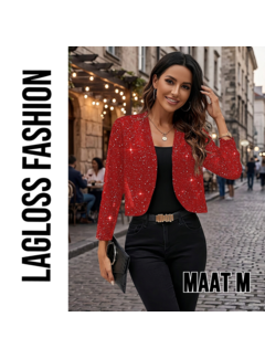 LaGloss Feestelijk Bolerojasje met Lange Mouwen - Rood – Maat M