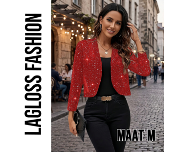 LaGloss Feestelijk Bolerojasje met Lange Mouwen - Rood – Maat M