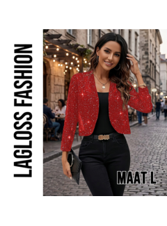 LaGloss Feestelijk Bolerojasje met Lange Mouwen - Rood – Maat L