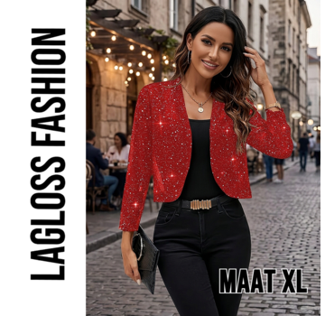 LaGloss Feestelijk Bolerojasje met Lange Mouwen - Rood – Maat XL