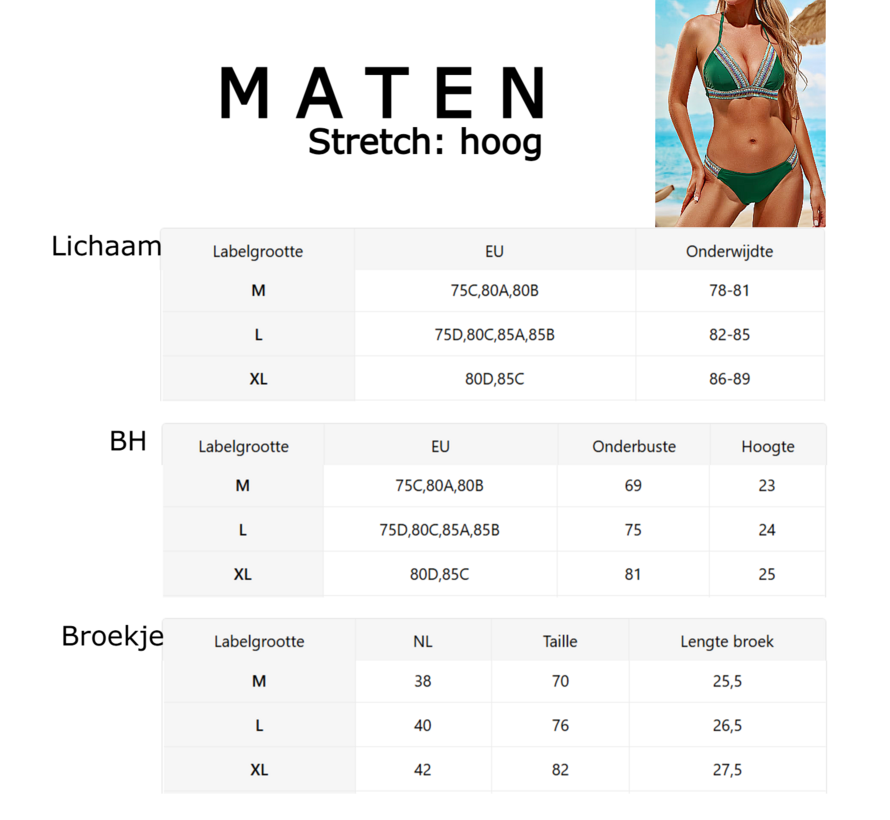 LaGloss® Groene Bikini Set – Elegante 2-Delige High Waist Bikini met Spaghettibandjes – Hoog Elastische Zwemkleding - Maat M