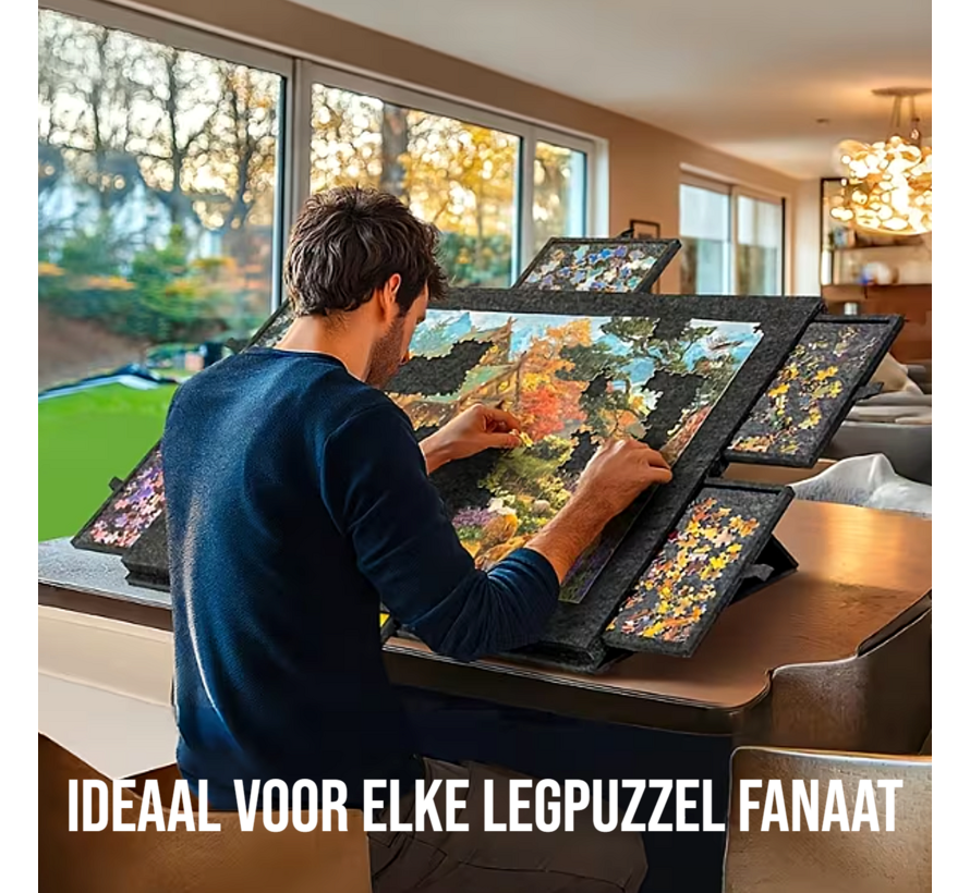 Allernieuwste.nl® XXL Legpuzzel Bord met 6 Lades – Puzzel Organizer & Puzzeltafel - 90x63cm - Donkergrijs