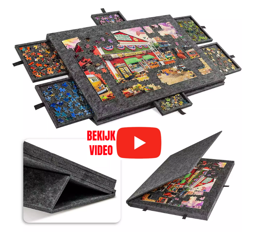 Allernieuwste.nl® XXL Legpuzzel Bord met 6 Lades – Puzzel Organizer & Puzzeltafel - 90x63cm - Donkergrijs