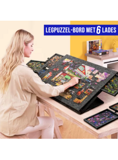 Allernieuwste.nl XXL 1500st  Legpuzzel Bord met 6 Lades – Donkergrijs - 90x63cm