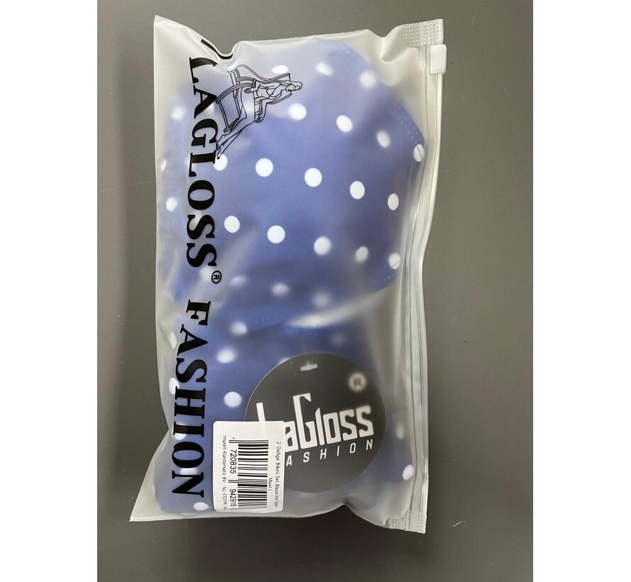 LaGloss® 2-Delige Bikini Set Blauw met Stippen – Comfortabele Zwemkleding voor Strand, Zwembad & Zeevakantie - Maat L