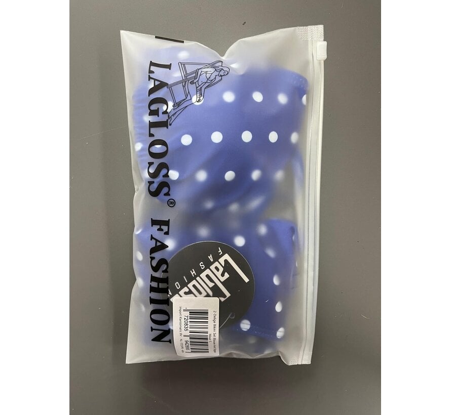 LaGloss® 2-Delige Bikini Set Blauw met Stippen – Comfortabele Zwemkleding voor Strand, Zwembad & Zeevakantie - Maat S