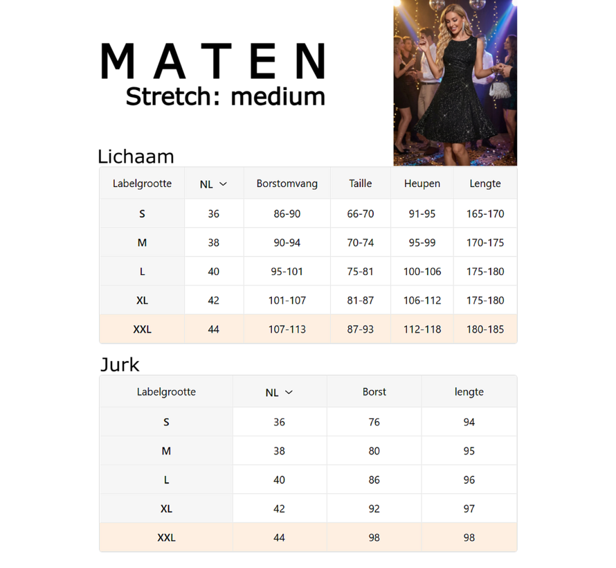 LaGloss® Feestelijke Zwarte Avondjurk – Elegante Slim-Fit Feestjurk met Zilveren Glinstering – Maat L