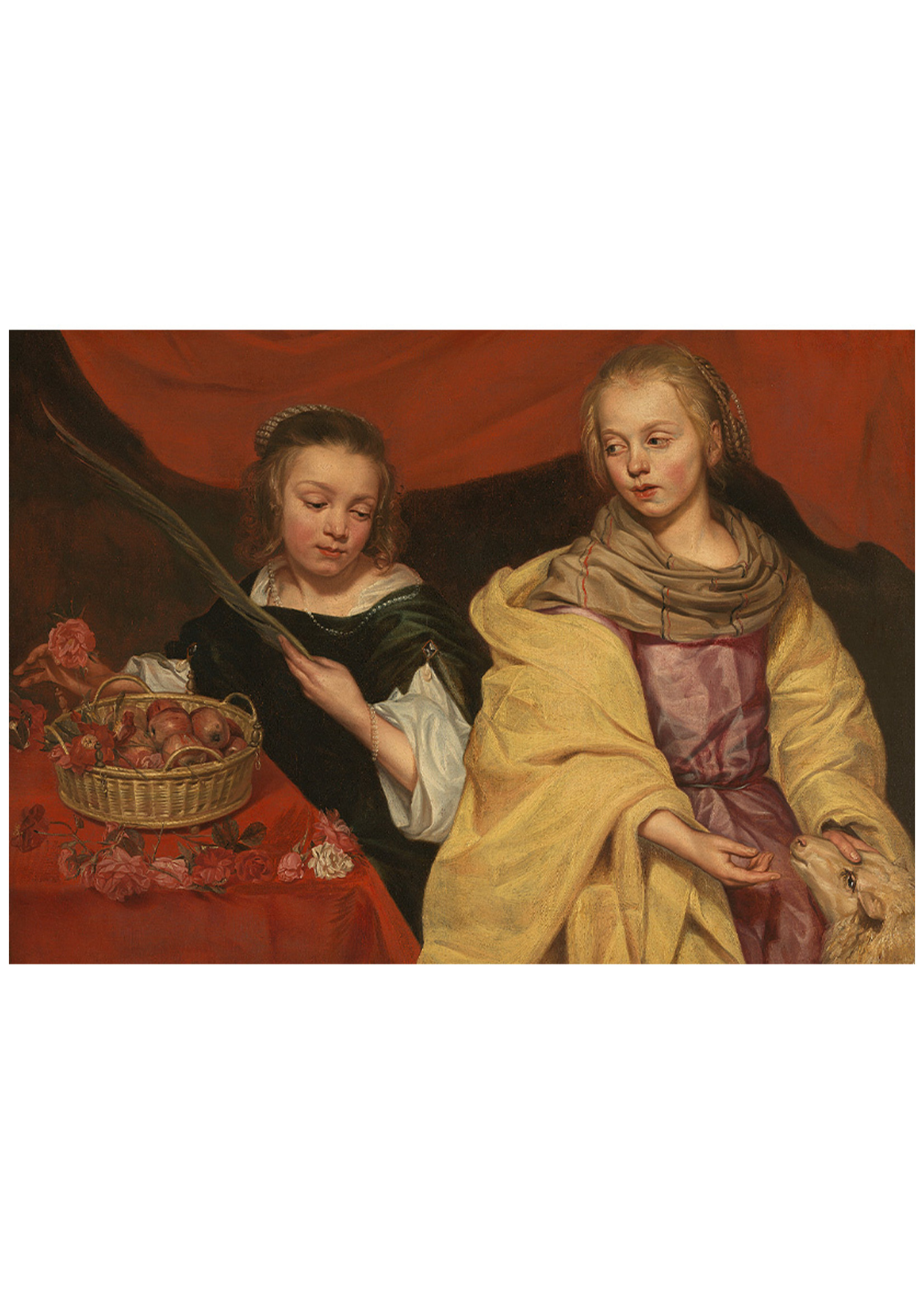 Michaelina Two Girls as Saint Agnes and Saint Dorothea Postcard