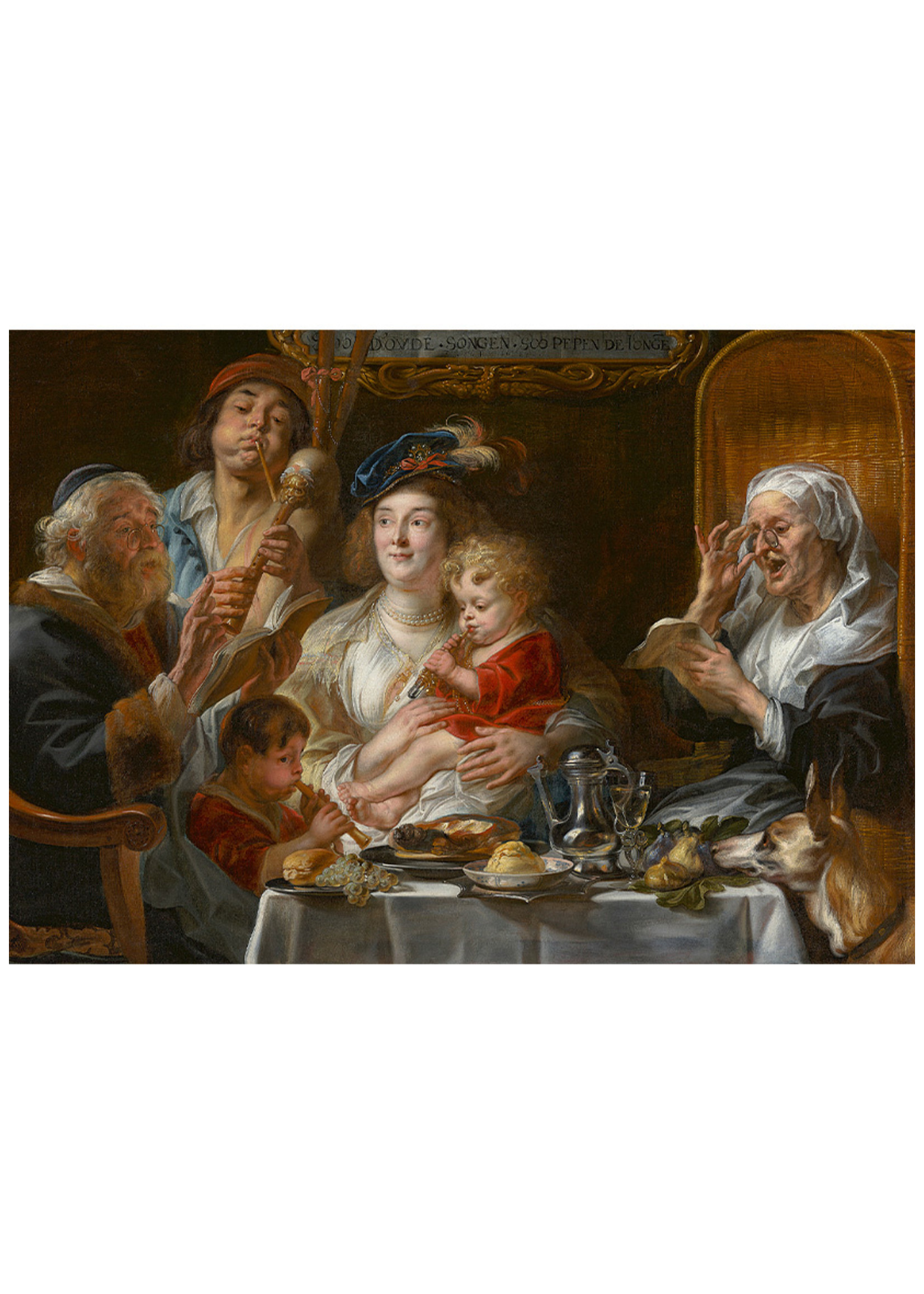 Jacob Jordaens I As the Old Sang, So Pipe the Young Postcard