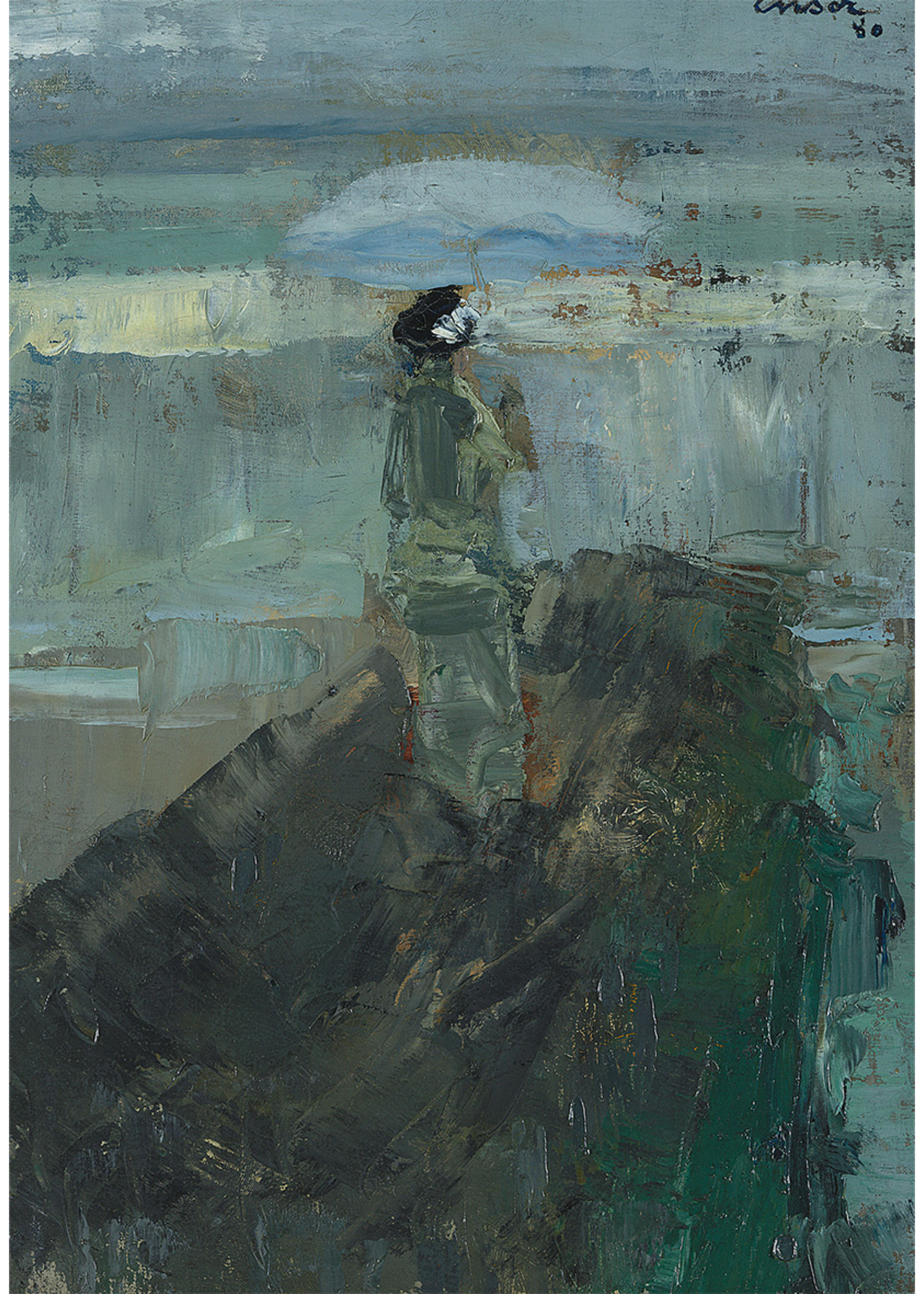 Ensor Ensor Woman on a Breakwater Postcard