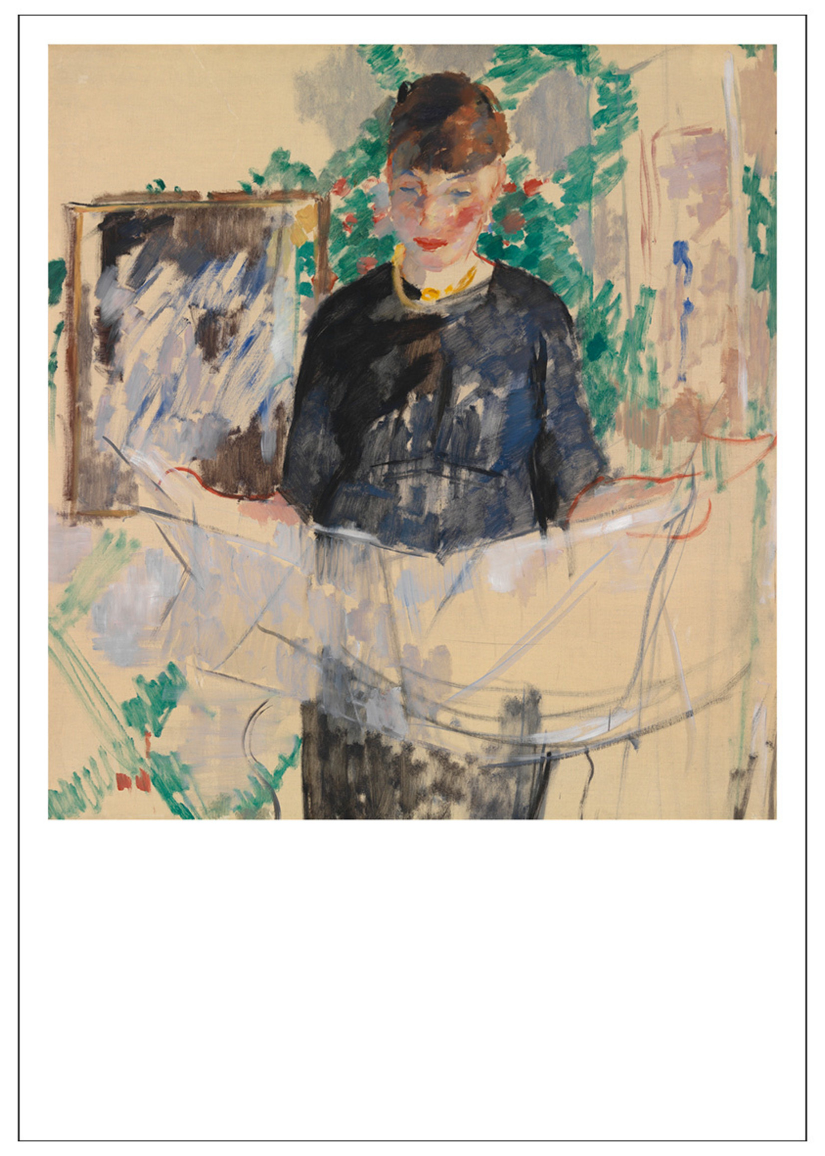 Rik Wouters Rik Wouters Woman in Black Reading a Newspaper Postcard