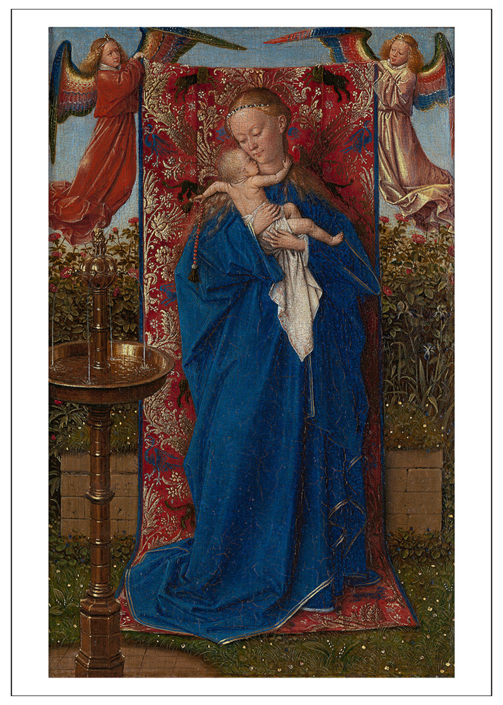 Prentkaart van Eyck Madonna bij de fontein