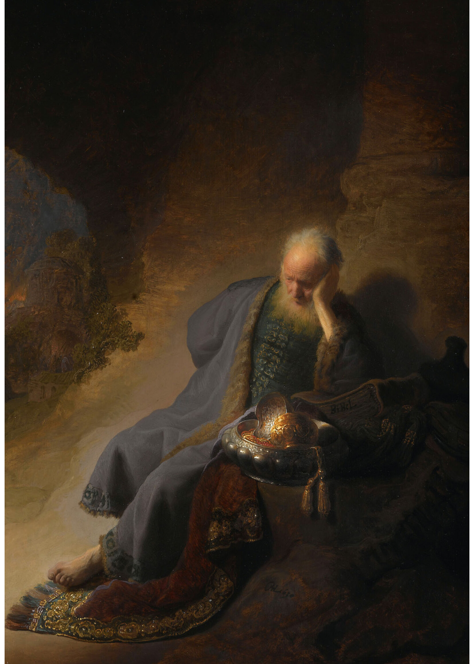 krasse koppen Rembrandt, Jeremiah Lamenting the Destruction of Jerusalem, 1630